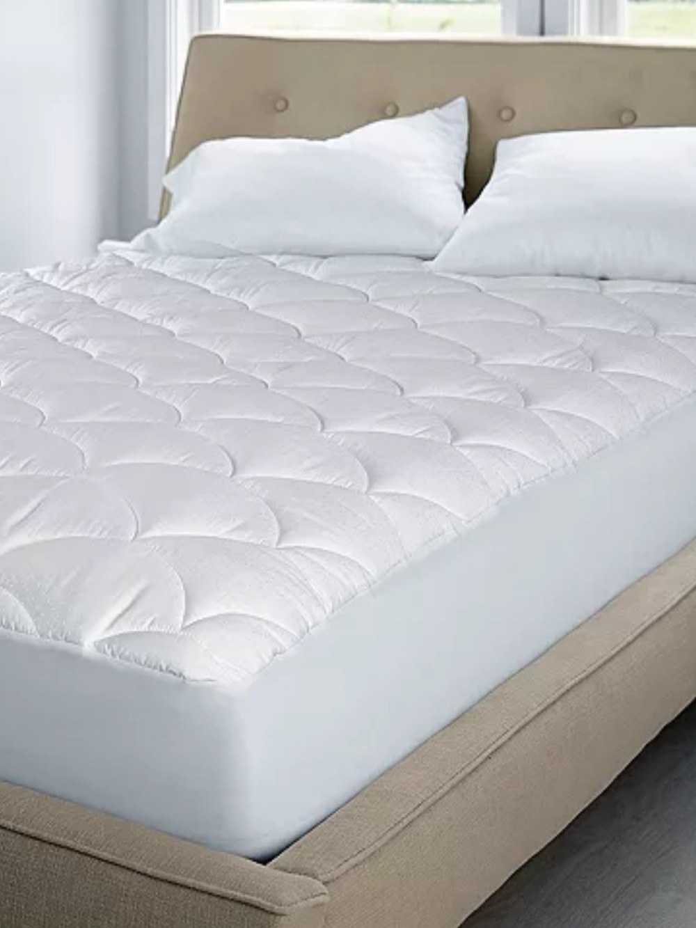 Blue Ridge Cotton Damask Dot Cal King Mattress Pad 350 Thread Count